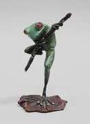 MATTHEW PLACZEK "ONE LEG UP" BRONZE FROG FIGURE