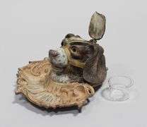 VICTORIAN FIGURAL DOG HEAD INKWELL