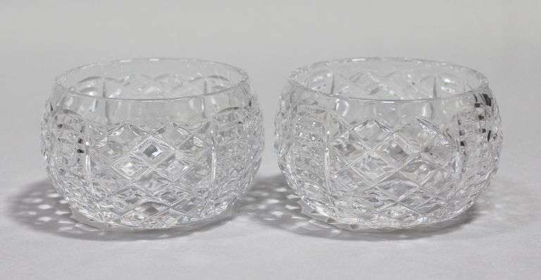 NOVA SCOTIAN CRYSTAL "TITANIC" ELIPTICAL BOWLS (2)