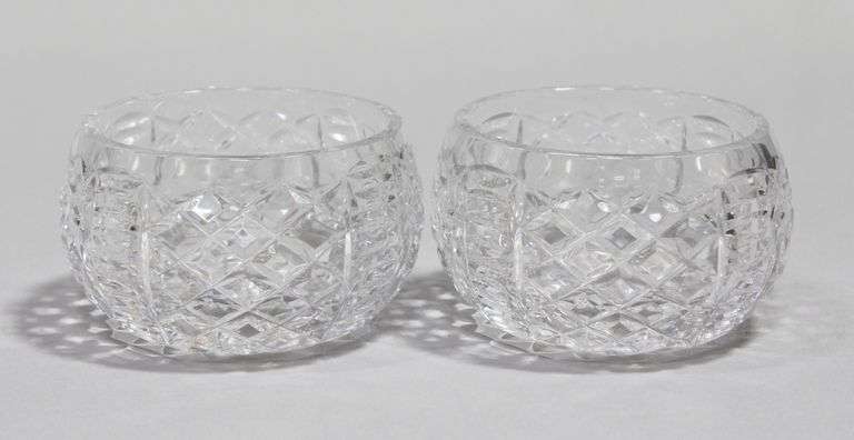 NOVA SCOTIAN CRYSTAL "TITANIC" ELIPTICAL BOWLS (2)
