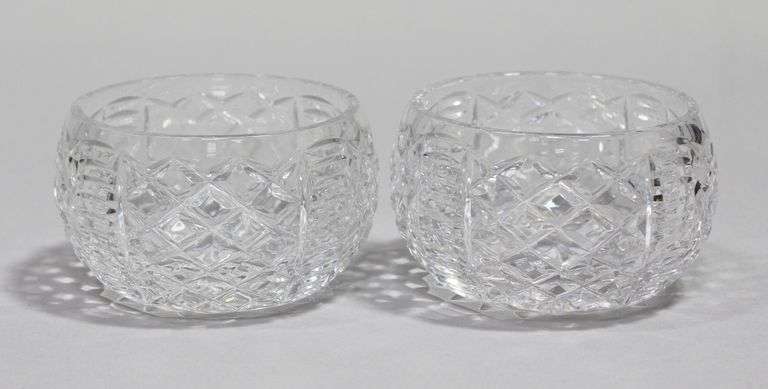 NOVA SCOTIAN CRYSTAL "TITANIC" ELIPTICAL BOWLS (2)