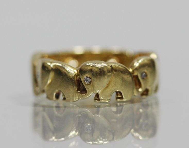 14kt YELLOW GOLD / DIAMOND ELEPHANT BAND