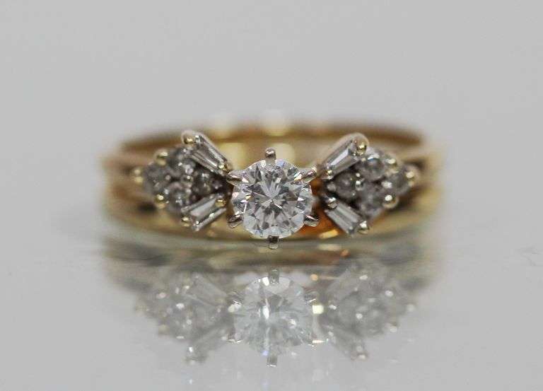 14kt WHITE & YELLOW GOLD / DIAMOND WEDDING SET