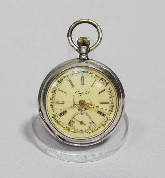 CAPITOL SWISS SILVER POCKET WATCH - Hodgins Halls Auction Group