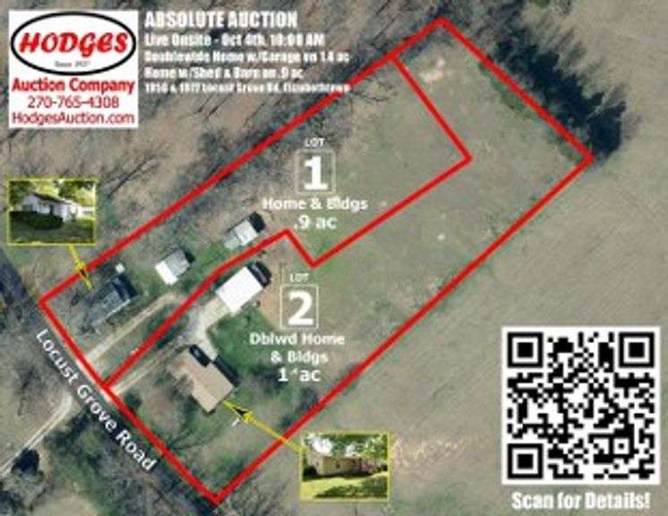 Doublewide Home w/Garage on 1.4 ac - Home w/Shed & Barn on .9 ac