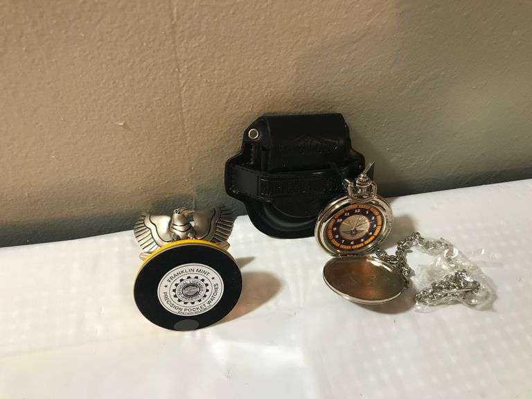 Collector's Harley Davidson Pocket Watch, Case, Stand