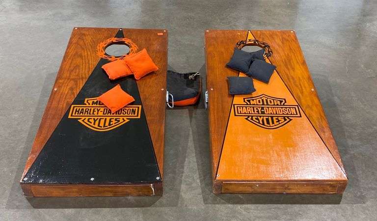Set of Harley Davidson corn hole boards game - Hash Auctions