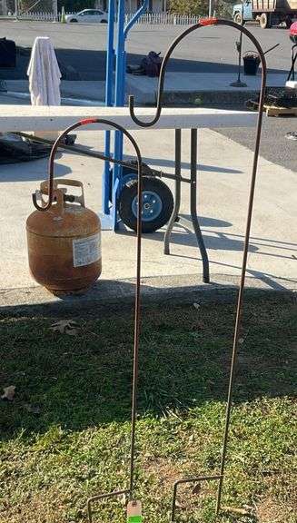 Two shepherd hooks 40”H and 47”H