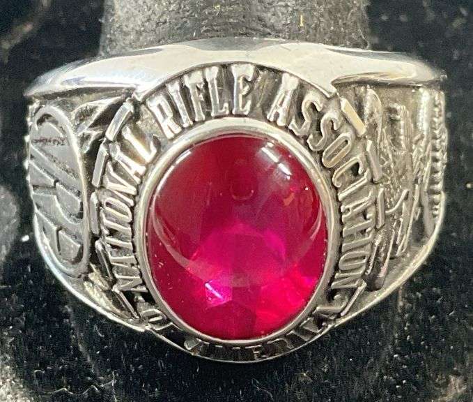 Nra Rings NRA National Rifle Association silvertone ring size 13, 19.8grams ...