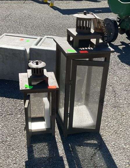 Two metal/glass candle holders