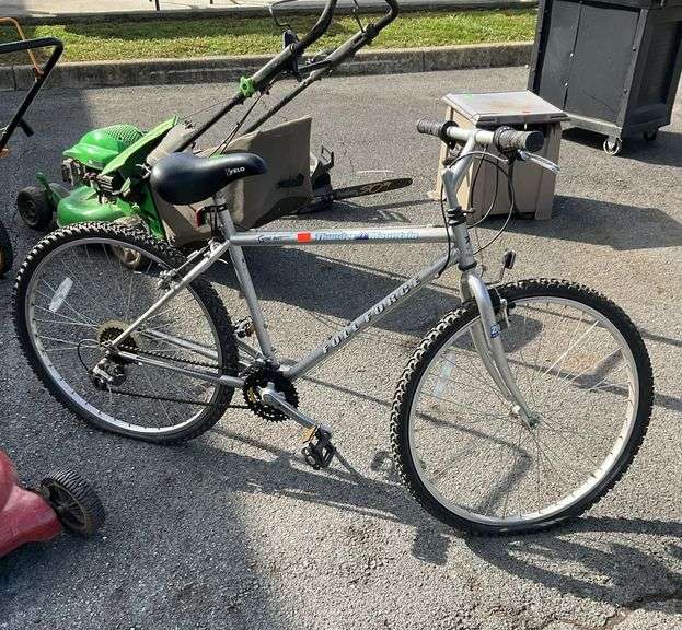 Full force bike, thunder mount ed., 21 speed, 17” welded cro-mo tubing frame, brakes work but tires need to be replaced could also need an inner tub for both as well