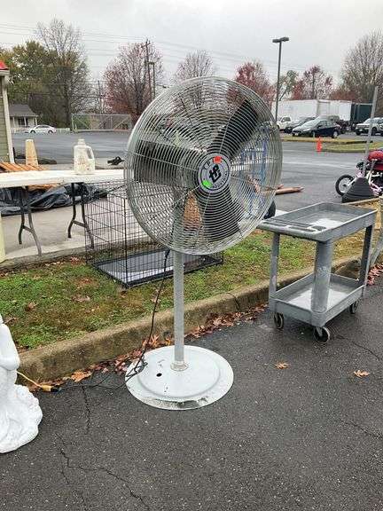 TPI, industrial free standing fan, caged three blades fan, 1/3HP, 30”dia, low/high speeds, tested and working