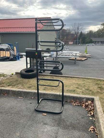 Saddle rack, holds up to 4-saddles, 80”H, metal body