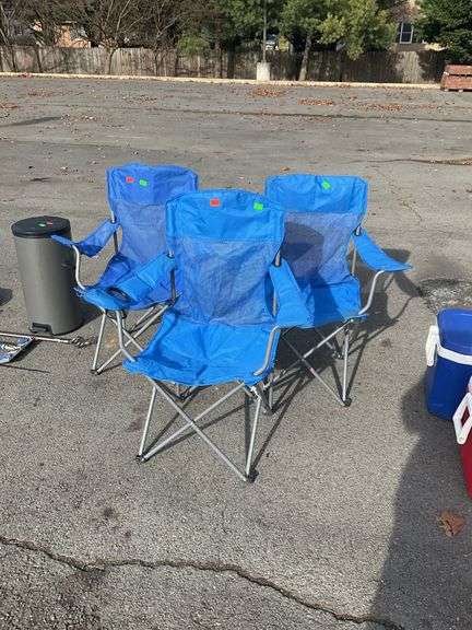3-Ozark trail outdoor chairs, mesh backing, all chairs have stains and holes