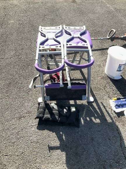 Pair of 20lb ankle weights and Pilates workout chair