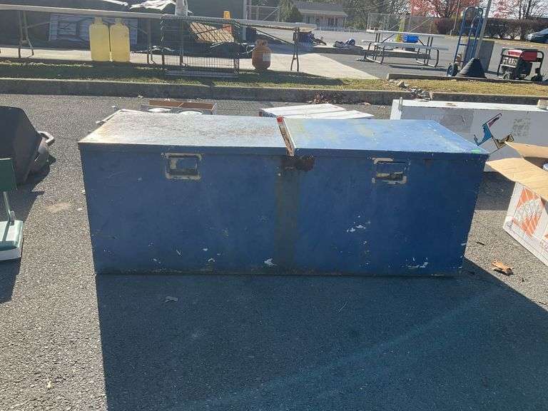 Truck bed toolbox, 62”L x 32”W x 23”H, rusty and the doors are hard to open
