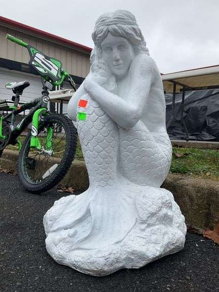 Elegant mermaid sculpture, resin body, 26”H x 12”W