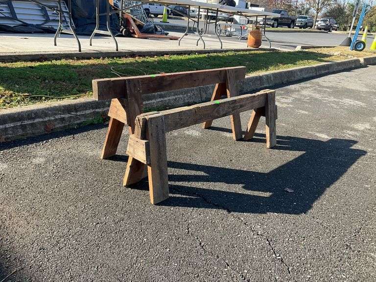 2-wooden sawhorses