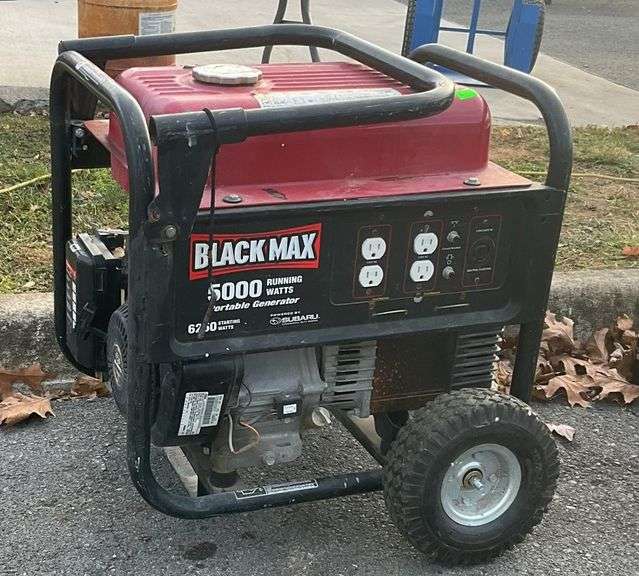 Black Max generator, 5000 running watts, 6250 starting watts, powered by Subaru,tested and working