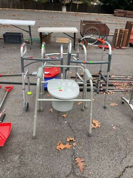Medical equipment lot, 3-walkers and 1-commode