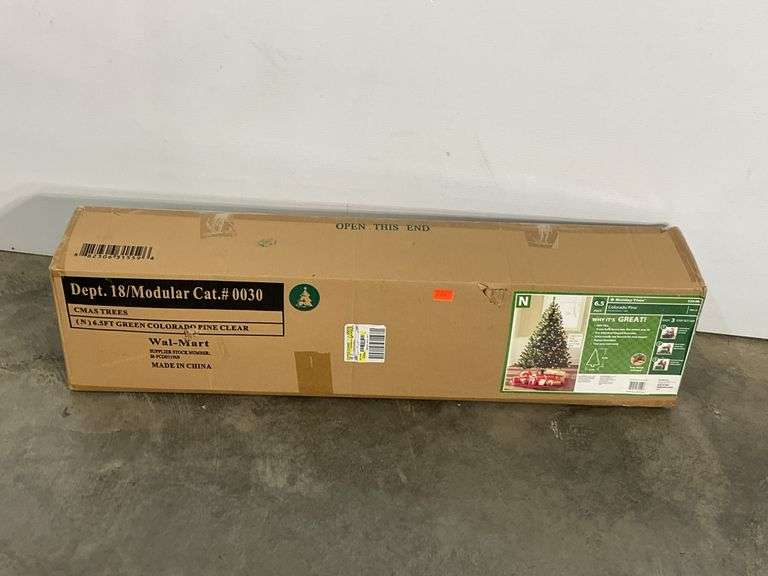 6.5ft Holiday Time Colorado Pine tree in box, pre-lit, only opened to confirm contents