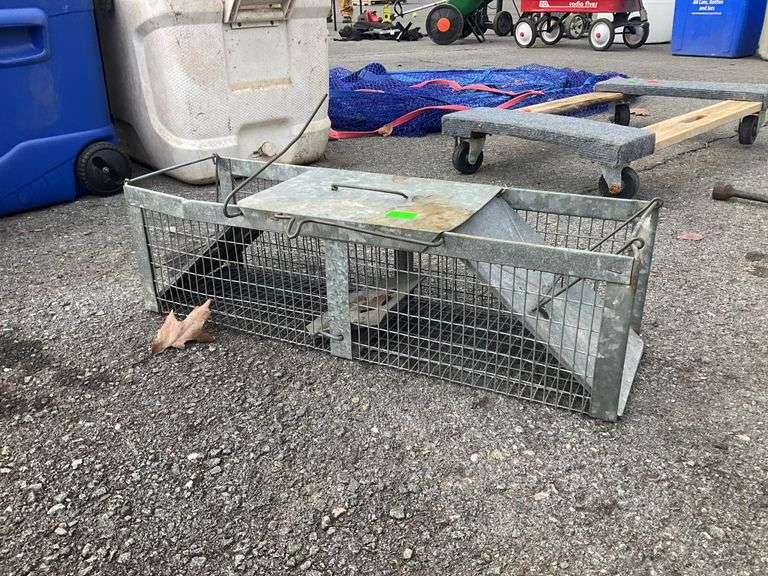 Live animal trap, 24”L x 7”H, some rust and dents