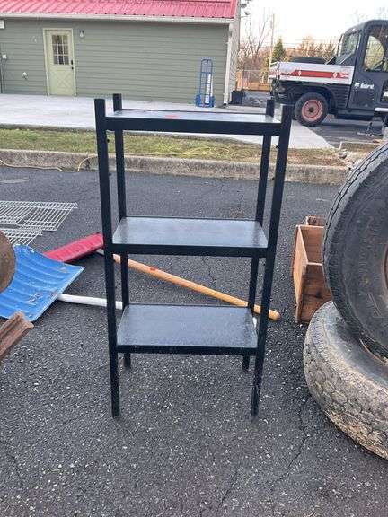 Three tier metal shelf unit, 16”L x 9”W x 36”H