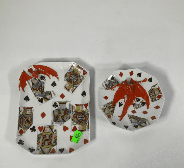 Two piece devil & cards Royal Bayreuth Bavaria dish set Hash Auctions