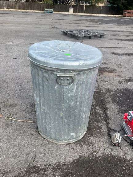 Galvanized trashcan, 22”H x 16”dia