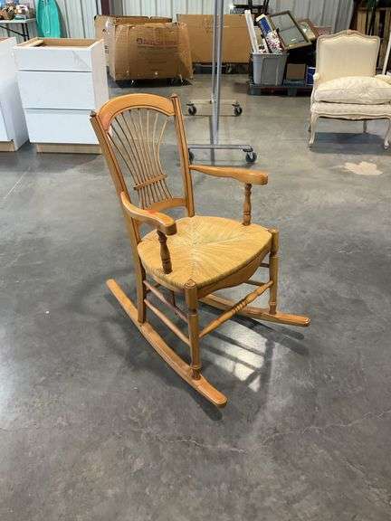 Rocking Chair, here’s a nice rush cane seated armed rocker, spindle ...