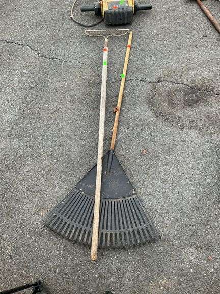Leaf rake and garden concrete rake