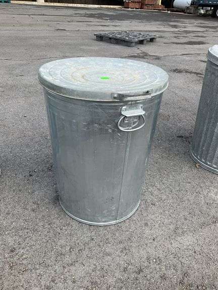 Galvanized trashcan, 20”H x 16”dia