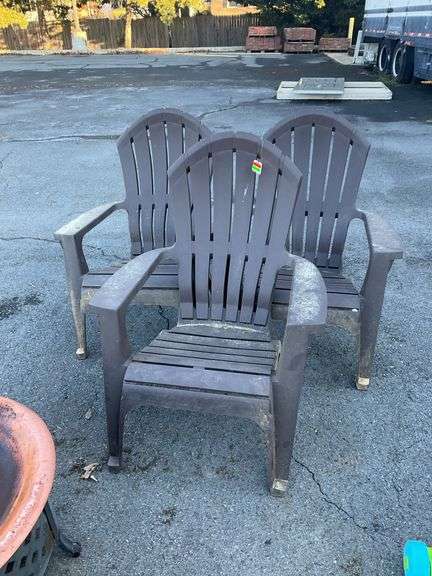 3-poly slatted outdoor chairs