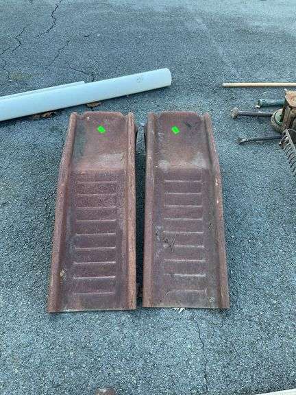 Pair of automotive ramps, 9”W x 34”L, there is rust