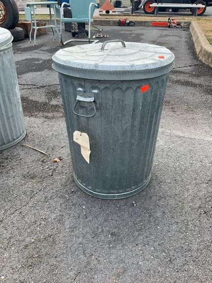 Galvanized trashcan, 20”H x 16”dia