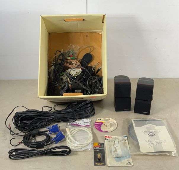 Electronics cables, Bose surround sound speakers, coaxial cables, VGA