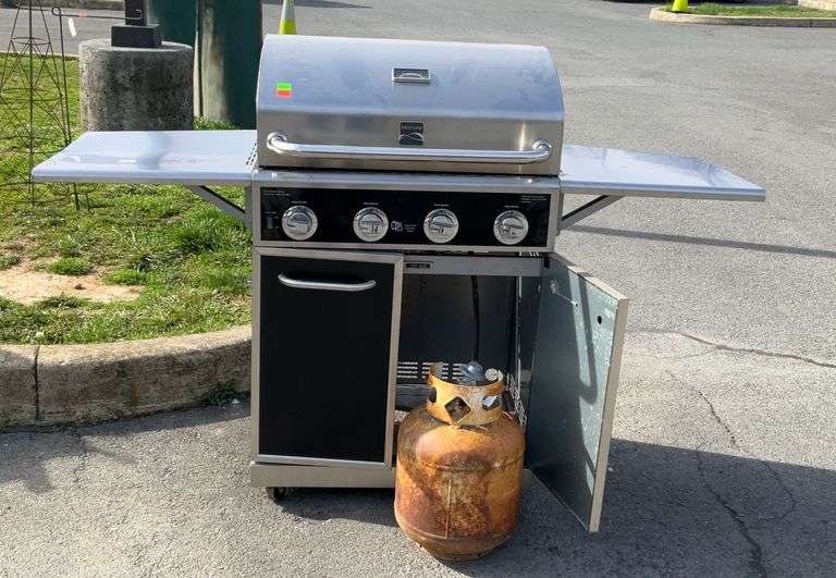 Kenmore four burner propane grill, drip guards for each burner, tested