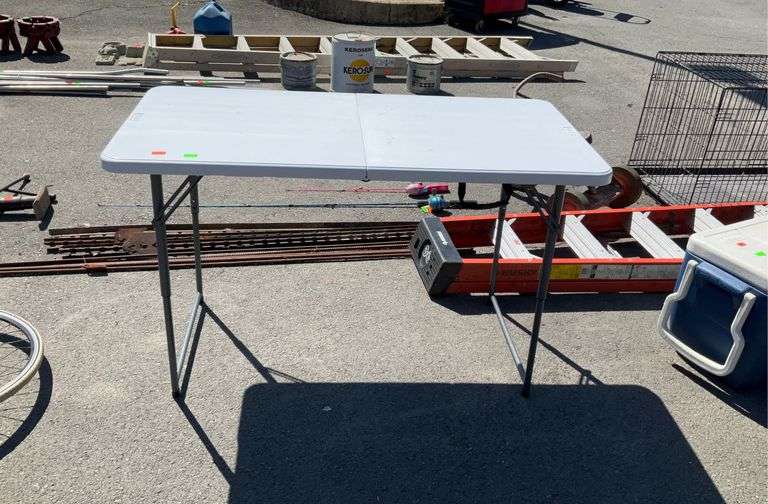 PDG suitcase folding table with adjustable leg height Hash Auctions