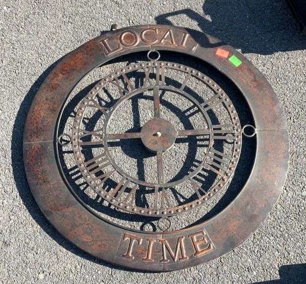 Iron works, wall clock, 27”dia, missing hands