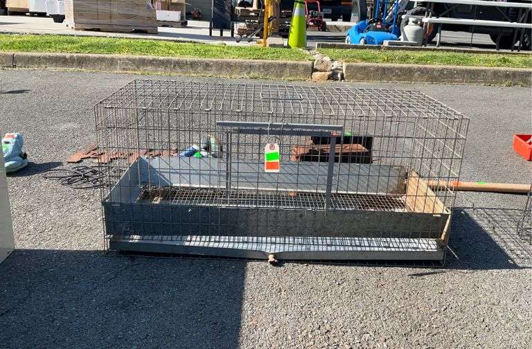 Galvanized wire caged with metal liner tray, 36”L x 16”W x 16”H