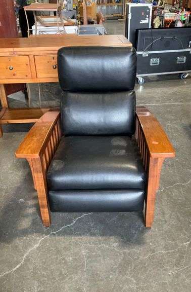 Modern Mission Style Recliner Chair, wood framed with the traditional