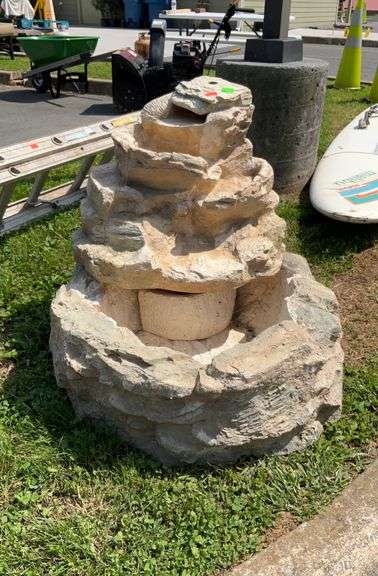 Four tier faux rock water fountain, 27”H x 28”W, works per consigner, non tested by Hash Auctions