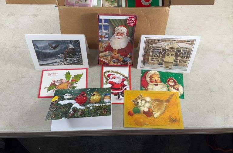 Box of greeting cards, mostly Christmas, some envelopes - Hash Auctions