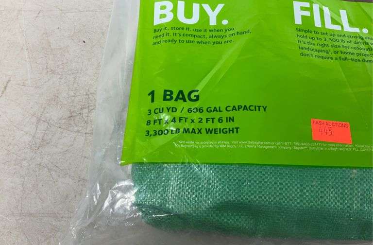 Waste Management Bagster dumpster in a bag Hash Auctions