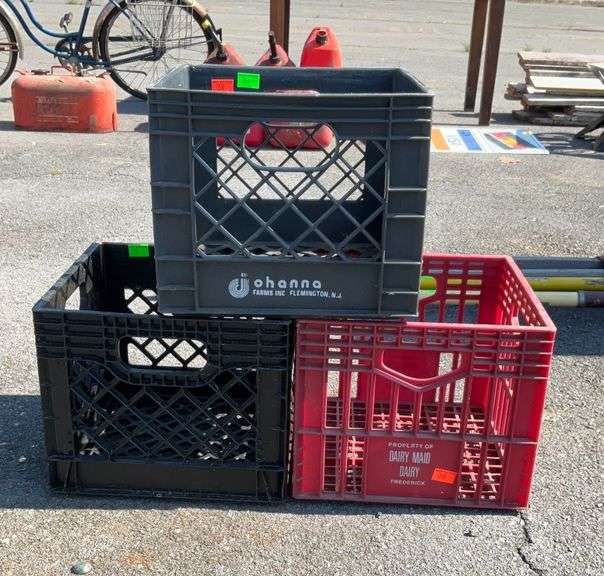Three poly crates