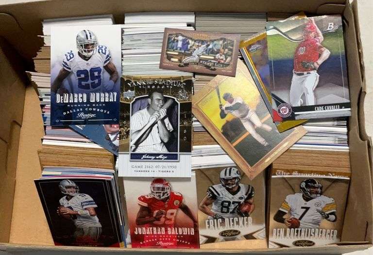 Shoebox of Baseball and Football cards. Stars, Rookies and Inserts ...