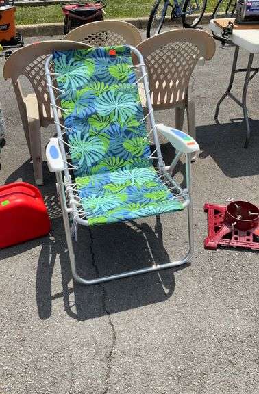 Floral outdoor patio chair, floral design, aluminum frame