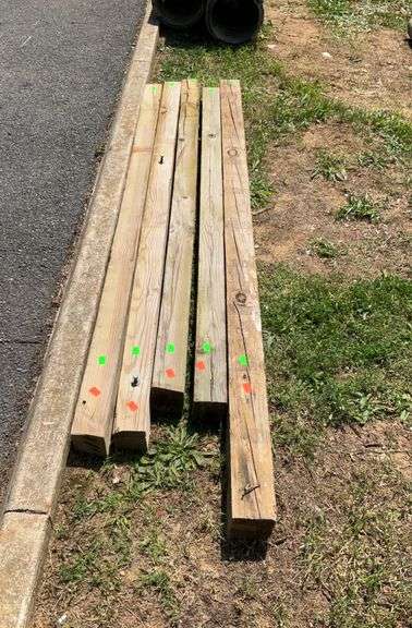 Four 3x3 square post and one 4x4 square post, four are 7’L and one is 8 ...