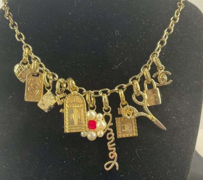 Chanel Goldplated charm necklace 16in with box, not authenticated by ...
