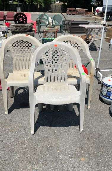 Set of three poly patio chairs